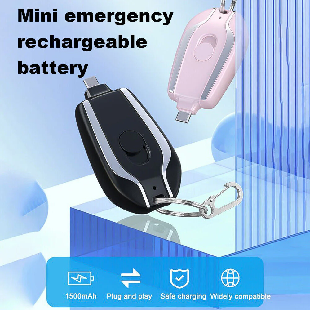 1500mAh Mini Power Bank - Sleutelhanger - Noodgevallen - Snellader - Image 3